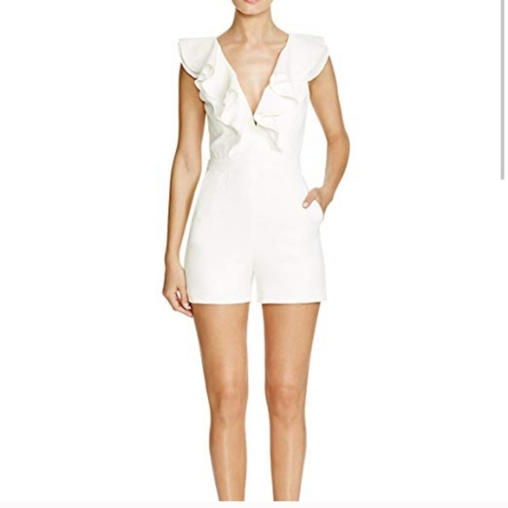 Bardot white ruffle romper